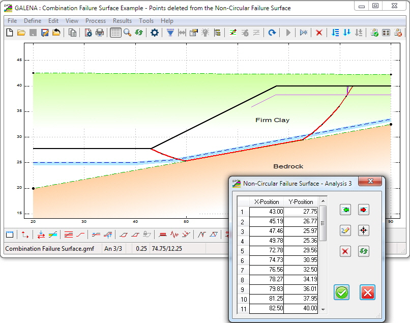 GALENA's method of circular failure  surface definition is quick and easy